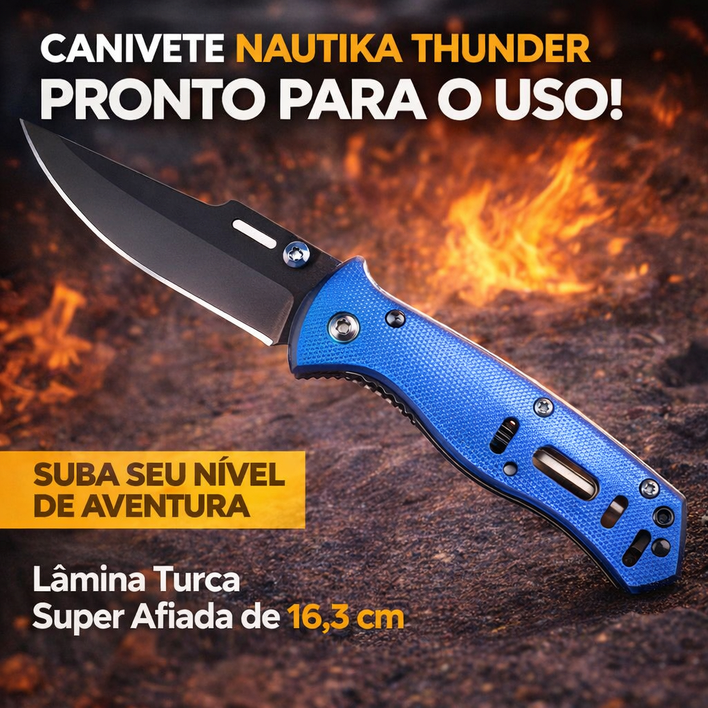 Canivete Nautika Thunder 320205-Un Lâmina Turca Super Afiada de 16,3 cm para Camping e Aventura