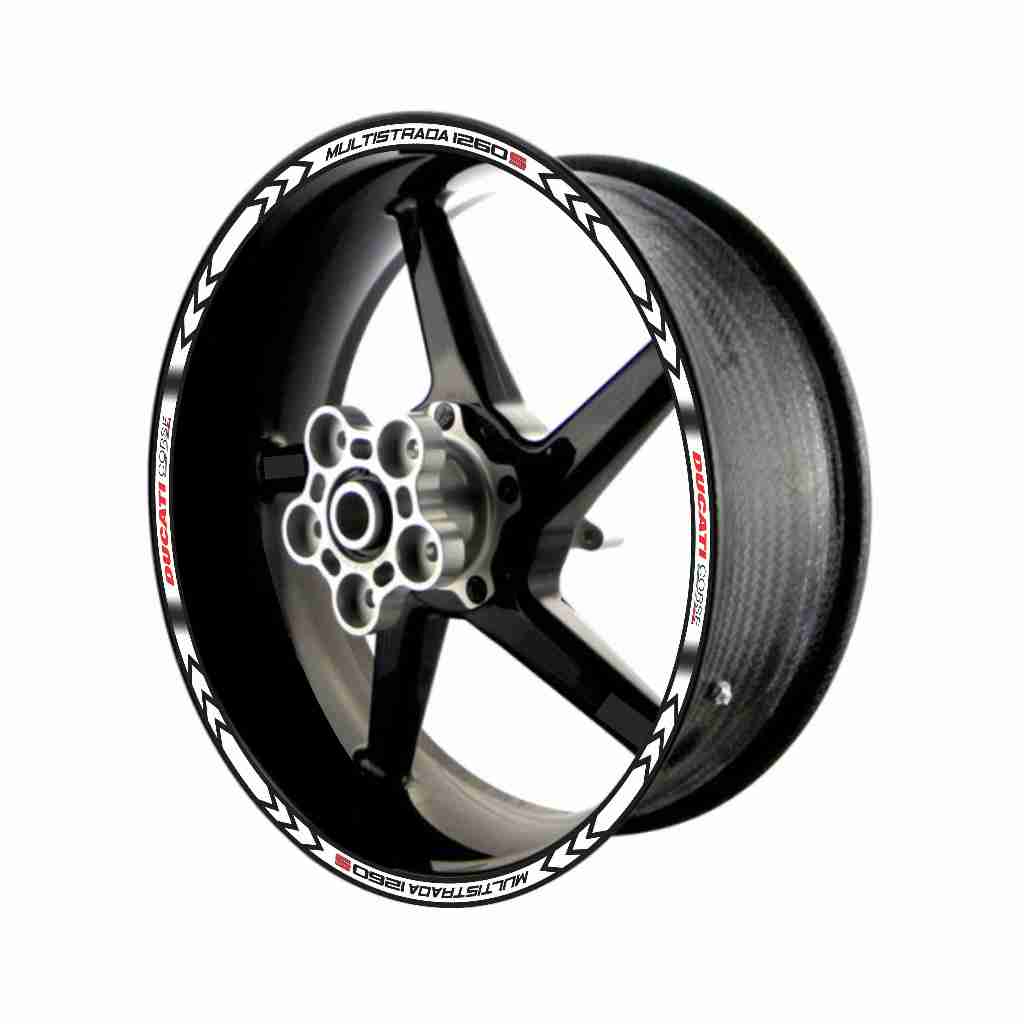 Adesivo Friso Refletivo Roda Moto Ducati Multistrada 1260S branco