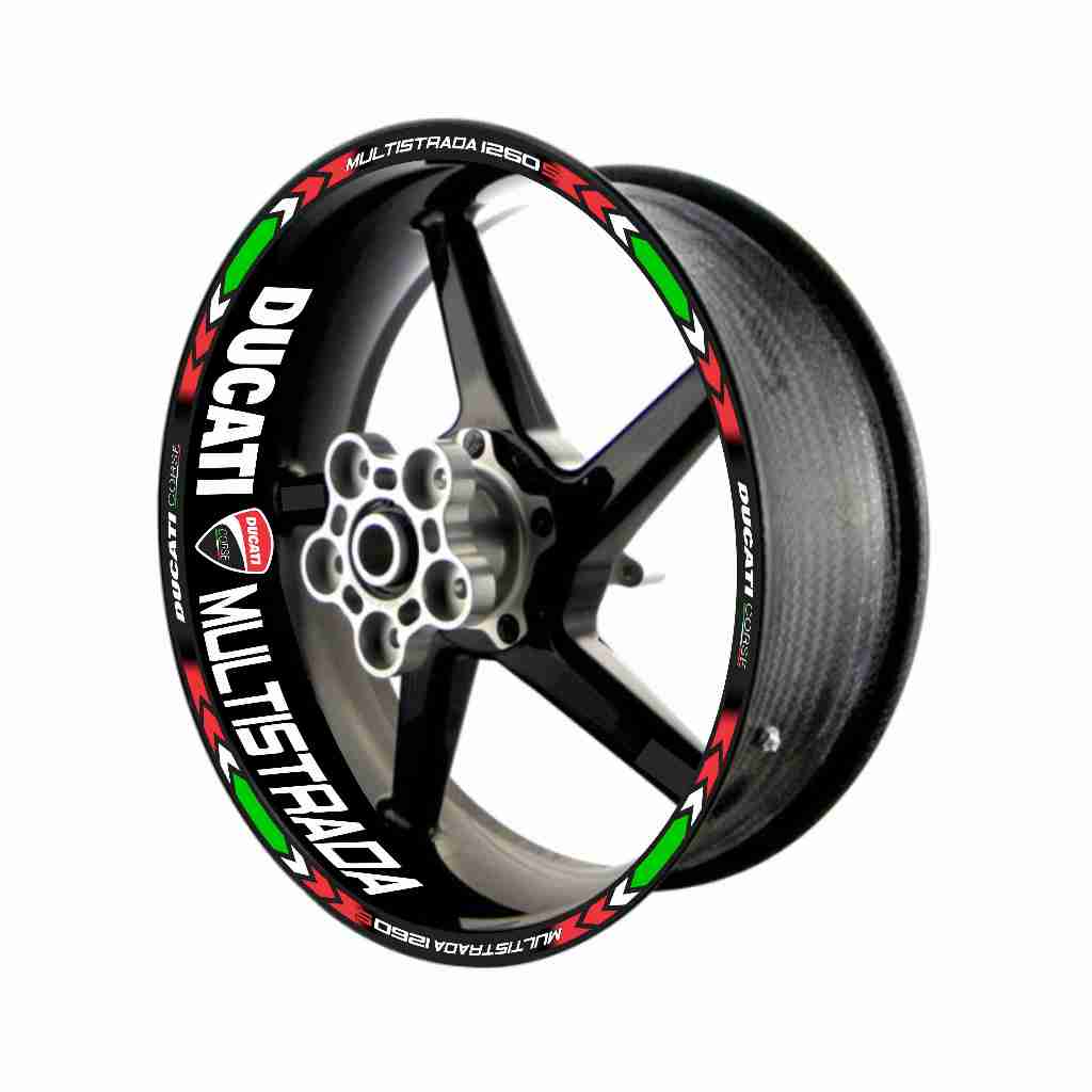 Adesivo Friso Refletivo Roda Moto Ducati Multistrada 1260S + adesivos internos tricolor