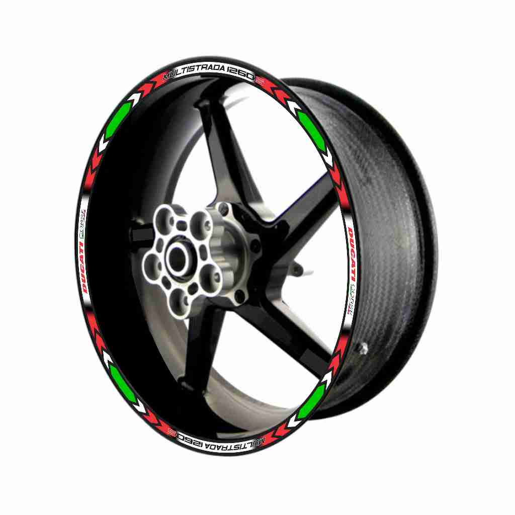 Adesivo Friso Refletivo Roda Moto Ducati Multistrada 1260S tricolor 02