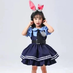 Fantasia Judy Hopps Zootopia Vestido Policial Adulto Infantil Evento Cosplay Carnaval Festa Temática