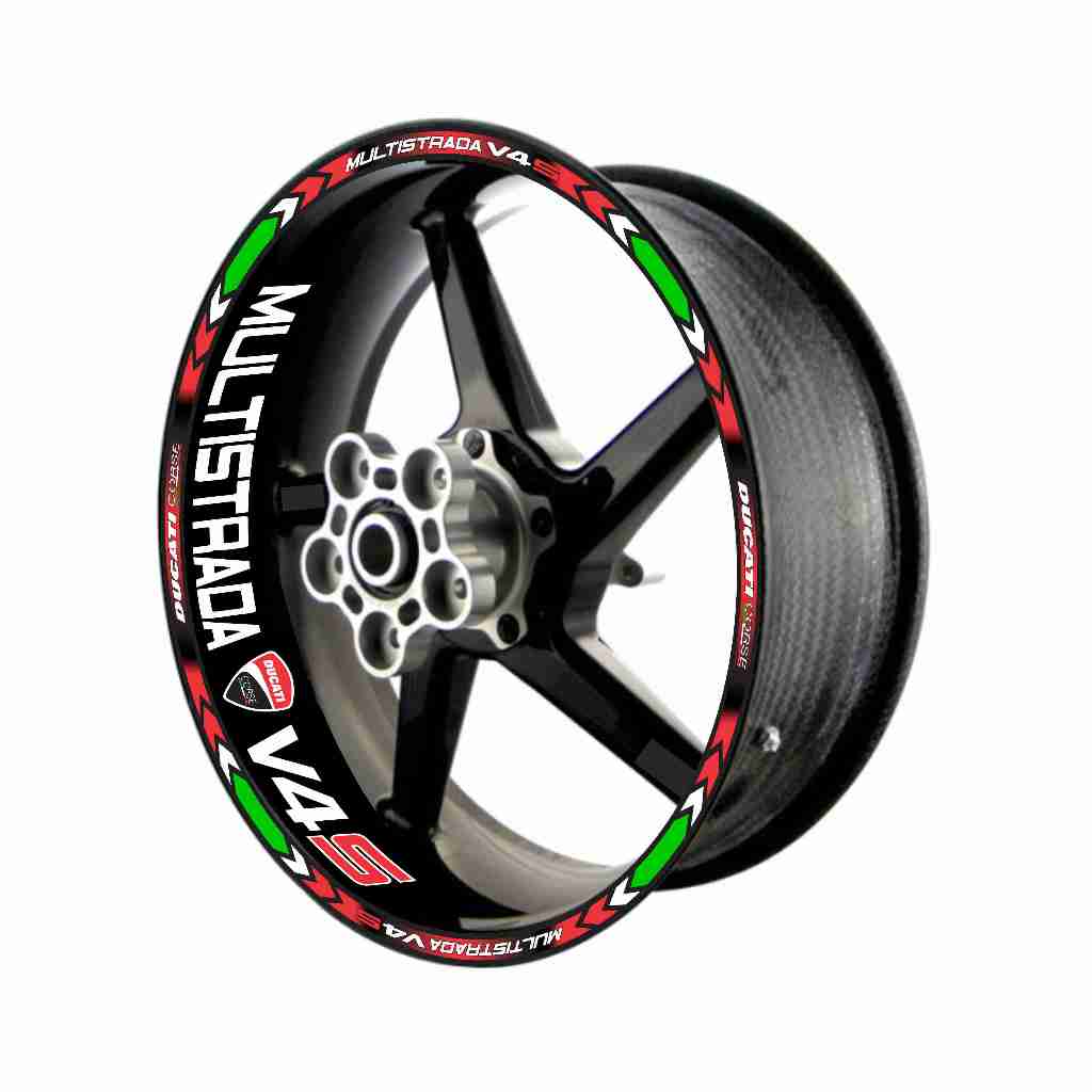 Adesivo Friso Refletivo Roda Moto Ducati Multistrada V4S + adesivos internos tricolor