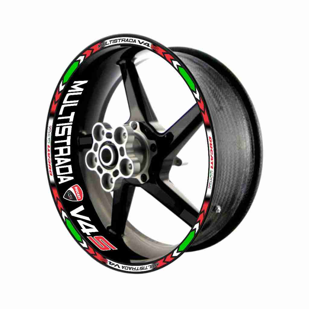 Adesivo Friso Refletivo Roda Moto Ducati Multistrada V4S + adesivos internos tricolor 02