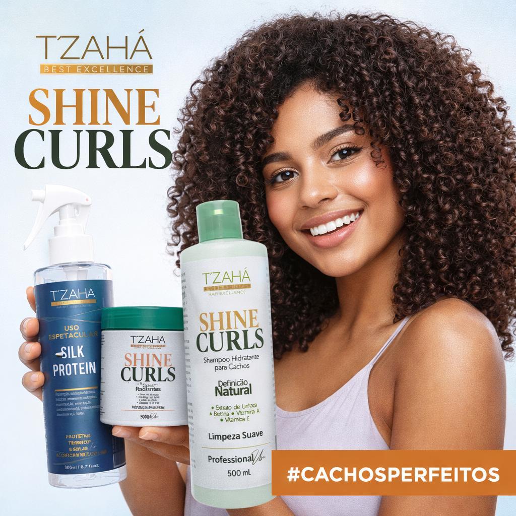 kit cachos definidos tzaha silk protein + shampoo hidratante + máscara nutrição para cachos definição e frizz zero
