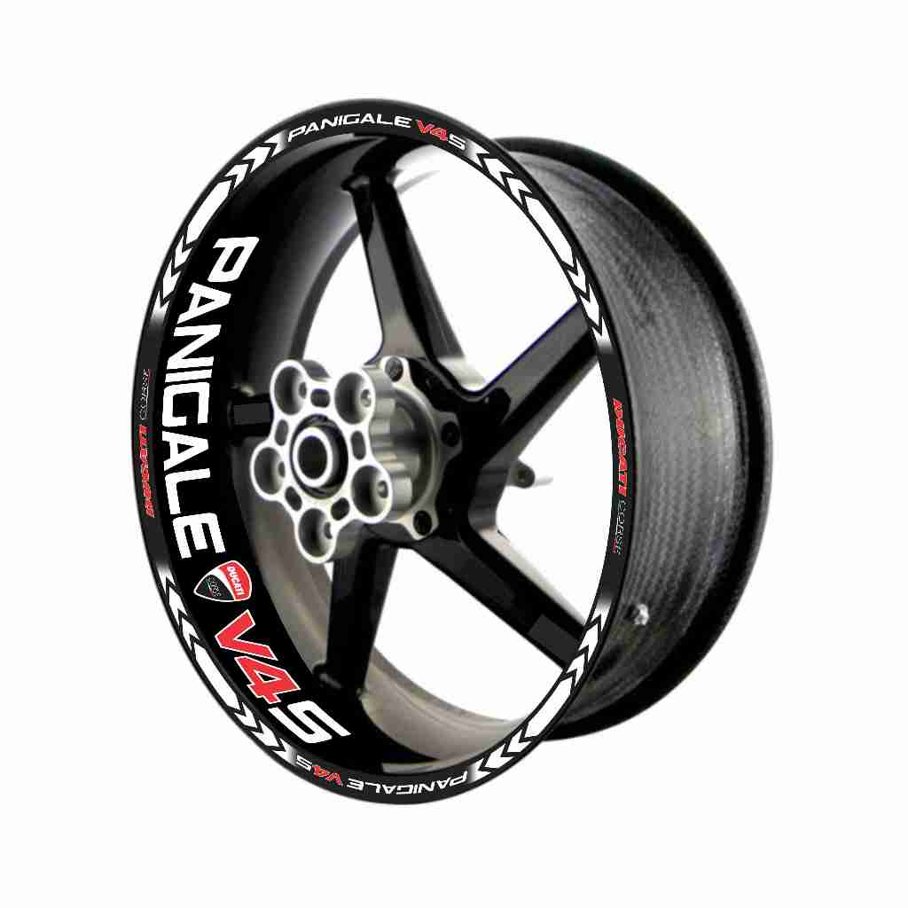 Adesivo Friso Refletivo Roda Moto Ducati Panigale V4S + adesivos internos branco