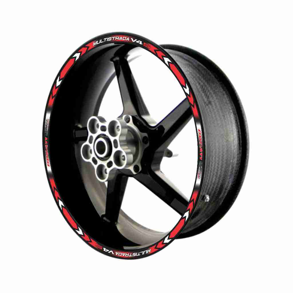 Adesivo Friso Refletivo Roda Moto Ducati Multistrada V4S vermelho