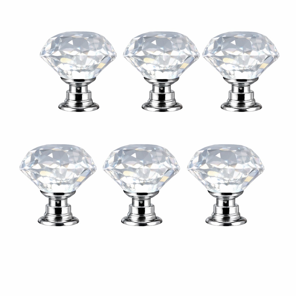 Kit 6 puxador para gavetas e armários modelo cristal 30mm em Oferta na Shopee