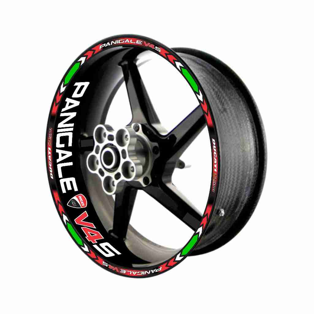Adesivo Friso Refletivo Roda Moto Ducati Panigale V4S + adesivos internos tricolor