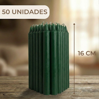 Velas Palito Verde 50/100 unidades de 16x1,5cm 28g | Atacado e Revenda | Decoração, Religião em Oferta na Shopee