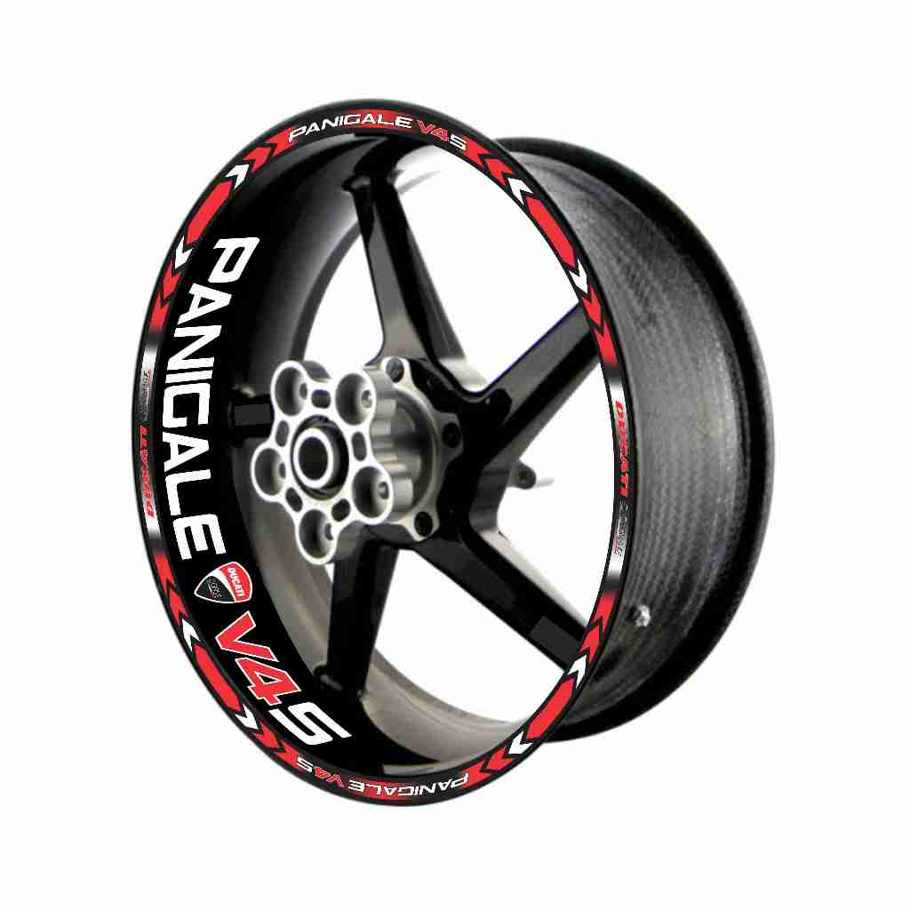 Adesivo Friso Refletivo Roda Moto Ducati Panigale V4S + adesivos internos vermelho