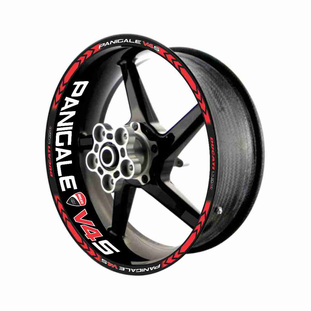 Adesivo Friso Refletivo Roda Moto Ducati Panigale V4S + adesivos internos vermelho 02