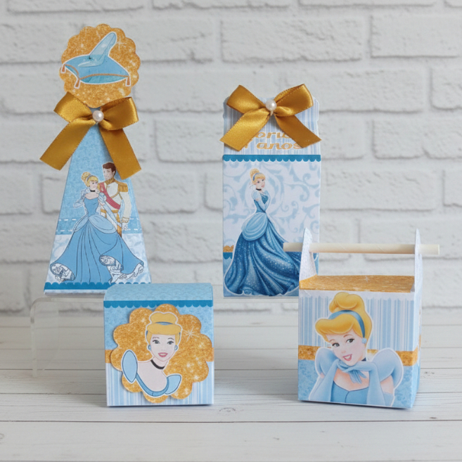 Kit Caixinhas Personalizadas Cinderela Lembrançinha Festa