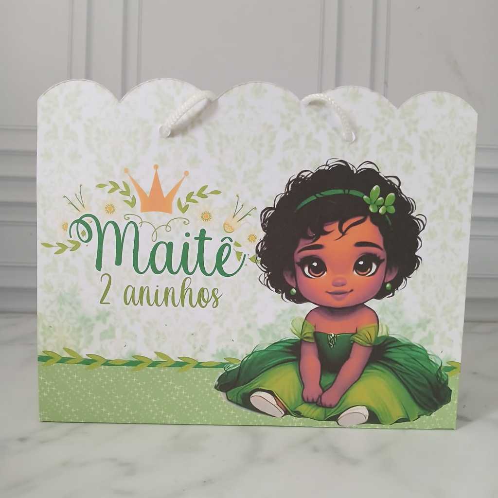 Sacolinha Personalizada Princesa Tiana Baby - a Princesa e o Sapo - PEGUE E MONTE - Lembrancinha