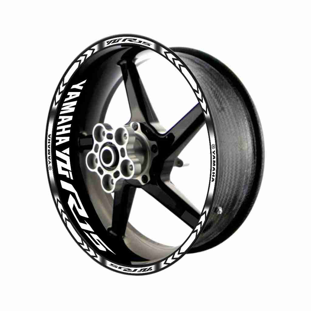 Adesivo Friso Refletivo Roda Moto Yamaha YZF R15 R 15 + adesivos internos branco