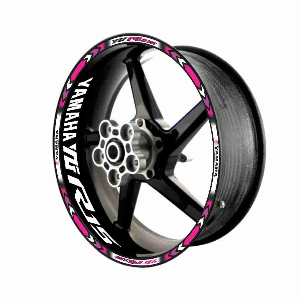 Adesivo Friso Refletivo Roda Moto Yamaha YZF R15 R 15 + adesivos internos pink rosa