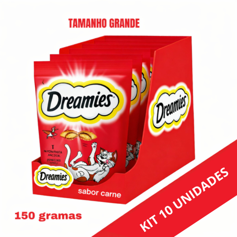 DREAMIES 150G Petisco PARA GATO SABOR CARNE KIT 10 UN em Oferta na Shopee
