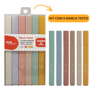 Marca Texto Quadrado Kit com 6 Cores Pastel que não mancha | JOCAR OFFICE em Oferta na Shopee