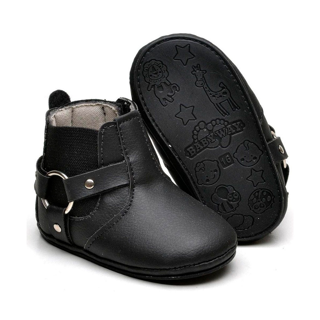 Bota Botina Infantil com Fivela Masculina Country Confortável Antiderrapante