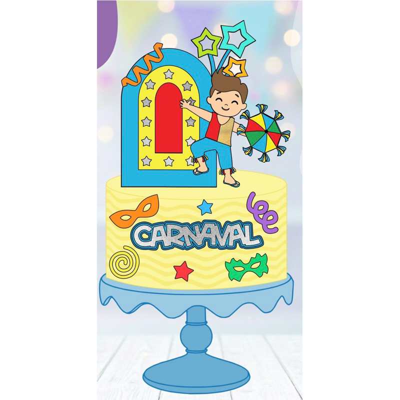 Topo de bolo Carnaval Menino- Topo Carnaval/ Decoração Carnaval