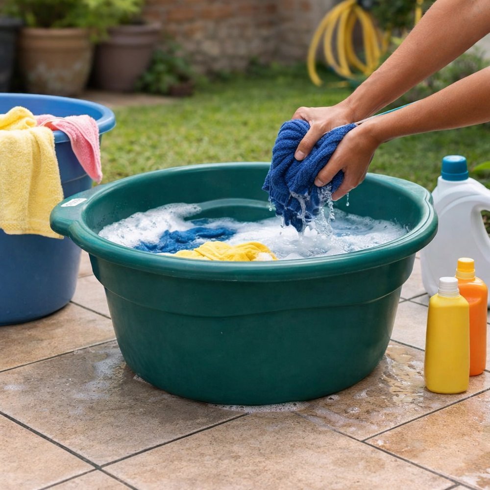 Bacia Plástica 35L Redonda Grande verde azul ou preta– Lavanderia, Limpeza e Organização