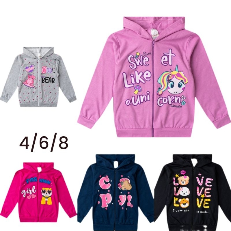 Moletom Casacos Femininos de Inverno dos Tamanhos  4/6/8/10/12/14"AVULSA" em Oferta na Shopee