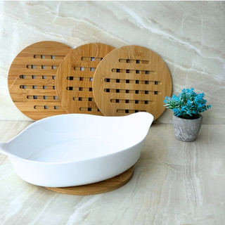 Kit Descanso de Panela de Bambu Ecológico Protetor De Panelas Premium Apoio Marinex Mesa Posta