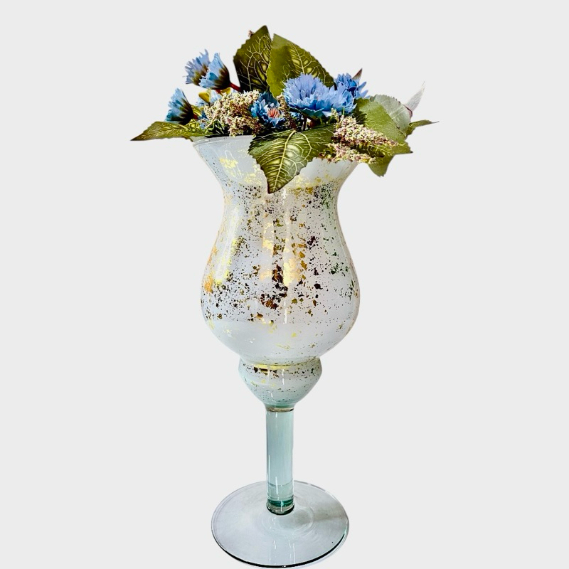 vaso de vidro taça Napoli marmorizada dourado luxo