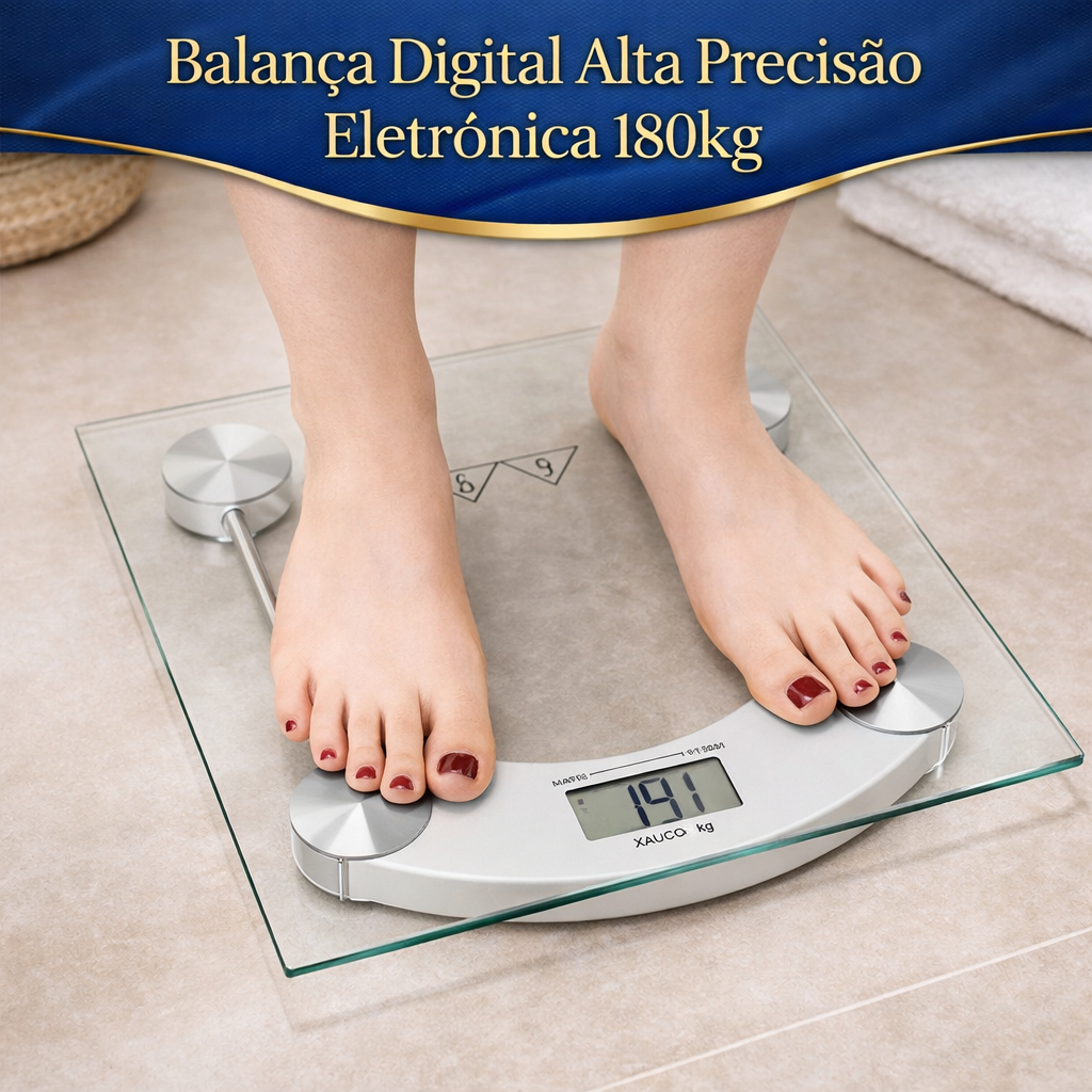 Balança Digital Alta Precisão Eletrônica 180kg Controle Peso Gordura Corporal Fitness