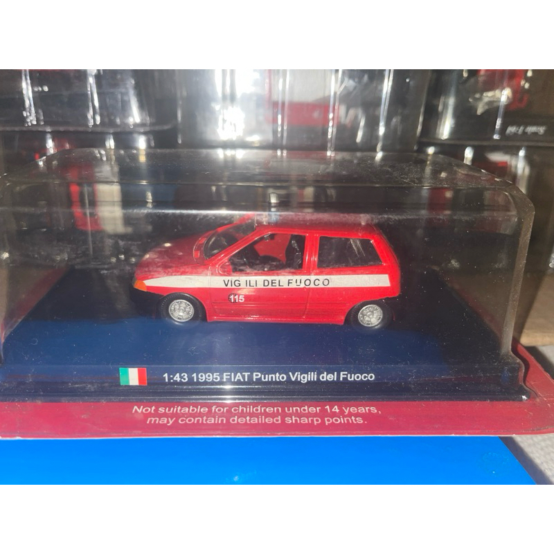 MINIATURA CARRO DE BOMBEIRO ESCALA 1:43 ANO 1995 FIAT PUNTO VIGILI DEL FUOCO
