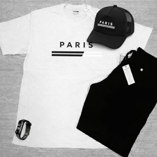 Kit Paris Camisa 100% Algodão + Bermuda Tectel + Boné + Relógio Digital Plus Size P ao G3 em Oferta na Shopee