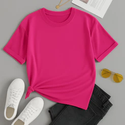 T-Shirt Feminina 100% Algodão Rosa Pink ou Mais Cores Casual, Despojado, Leve, Fresca e Confortável