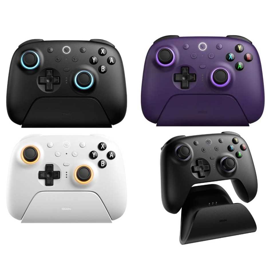 Controle Gamer Sem Fio 8BitDo Ultimate 2 – Bluetooth/2.4G/USB – Preto, Roxo ou Branco Com dock de carregamento Wireless