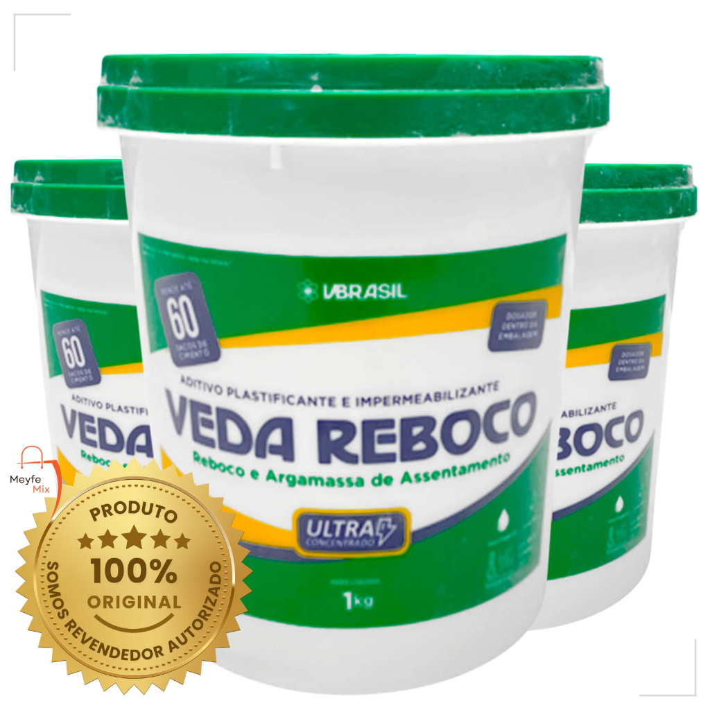 Veda Reboco 1kg Impermeabilizante Para Reboco Alta Performance e Durabilidade Uso Interno e Externo