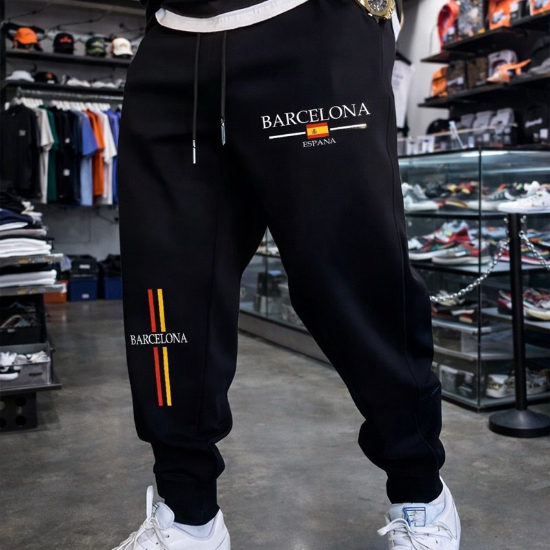 CALÇA DE MOLETOM BARCELONA ADULTO UNISSEX 100% ALGODÃO CAIMENTO PERFEITO IDEAL TREINO CORRIDA GYM ESTILOSA ESPORTIVA em Oferta na Shopee