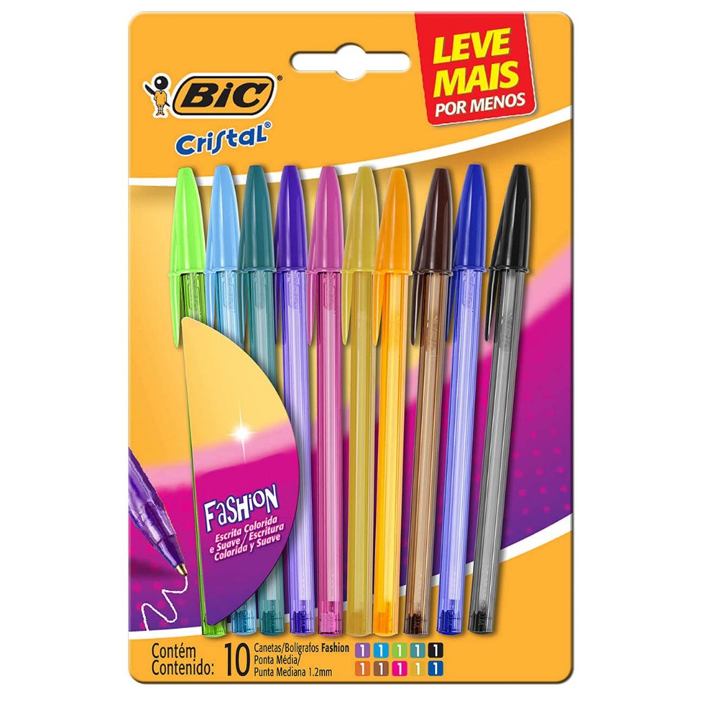 Kit Caneta Esferografica Bic Fashion  Cores 1.2mm Colorida em Oferta na Shopee