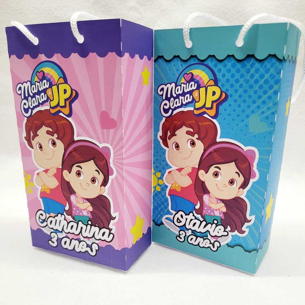Sacolinha Personalizada - Maria Clara e JP | Prontas para Montar | Envio Rápido | Lembrancinhas