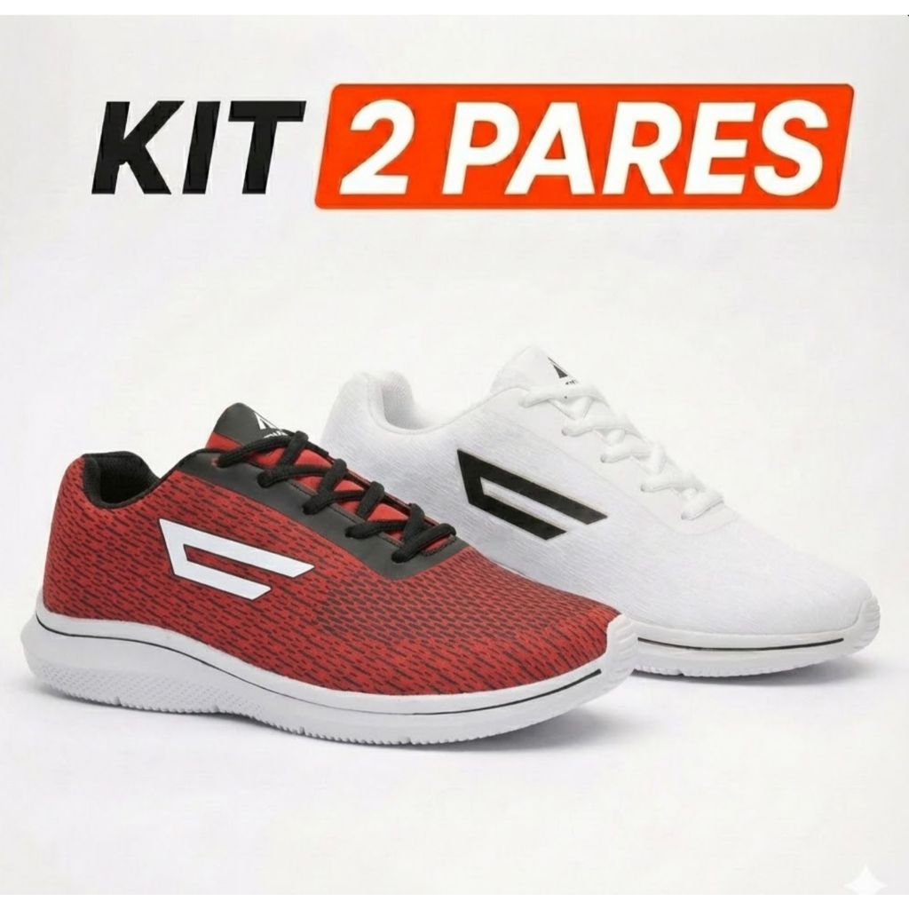 Kit 2 Tênis Lançamento Esportivo Academia Caminhada Trabalho Super Leve confortável! Envio imediato