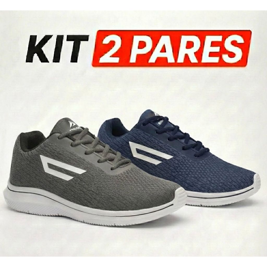 Kit 2 Tenis Masculino Feminino ideal para Academia Caminhada Super leve Macio Envio Rapido