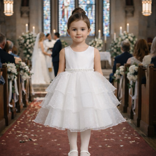 Vestido Midi Branco Infantil Festa Casamento Daminha Florista Batizado Aniversario REF4170 em Oferta na Shopee