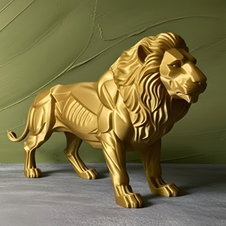 Escultura Leão Dourado Decorativo Luxo | Estátua Premium Poder & Liderança | Decoração Moderna em Oferta na Shopee