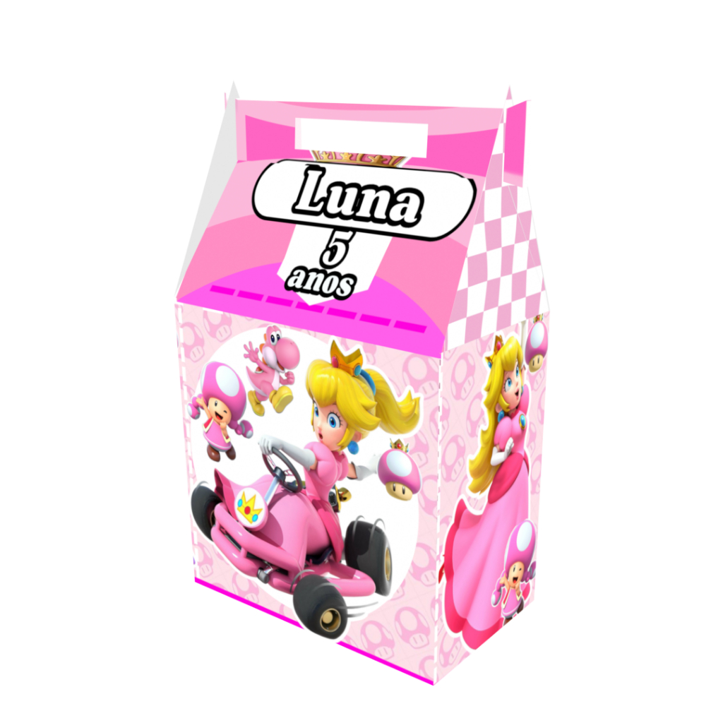 Caixinha maleta PRINCESA Peach para Festa Personalizada QUALQUER Tema - Lembrancinha para Festa