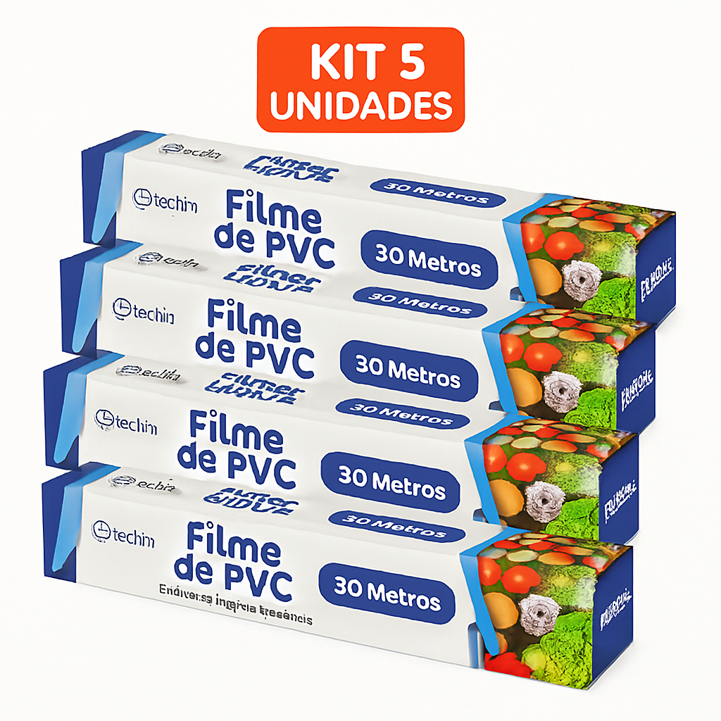ROLO FILME PVC 30 METROS KIT C/5 ROLOS