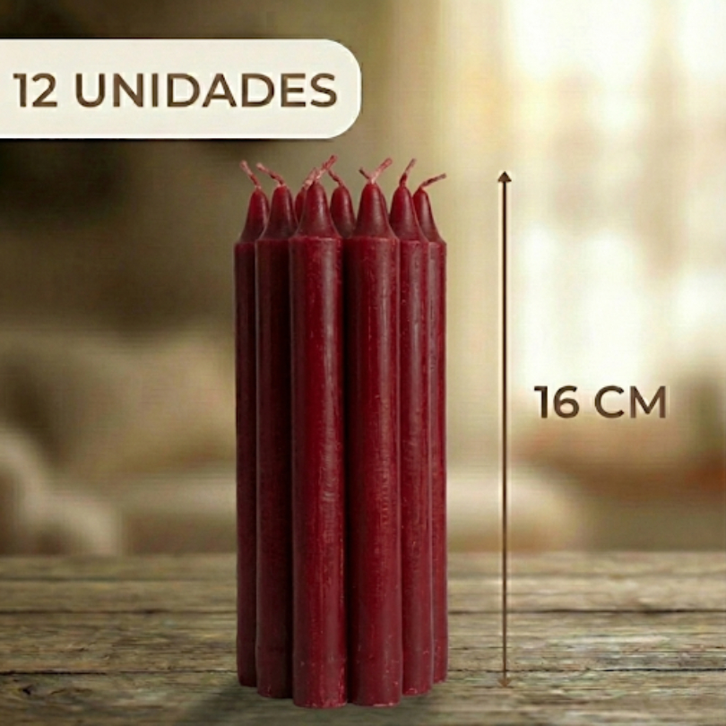 Velas Palito Vermelha 12 unidades de 16x1,5cm 28g | Atacado e Revenda | Decoração em Oferta na Shopee