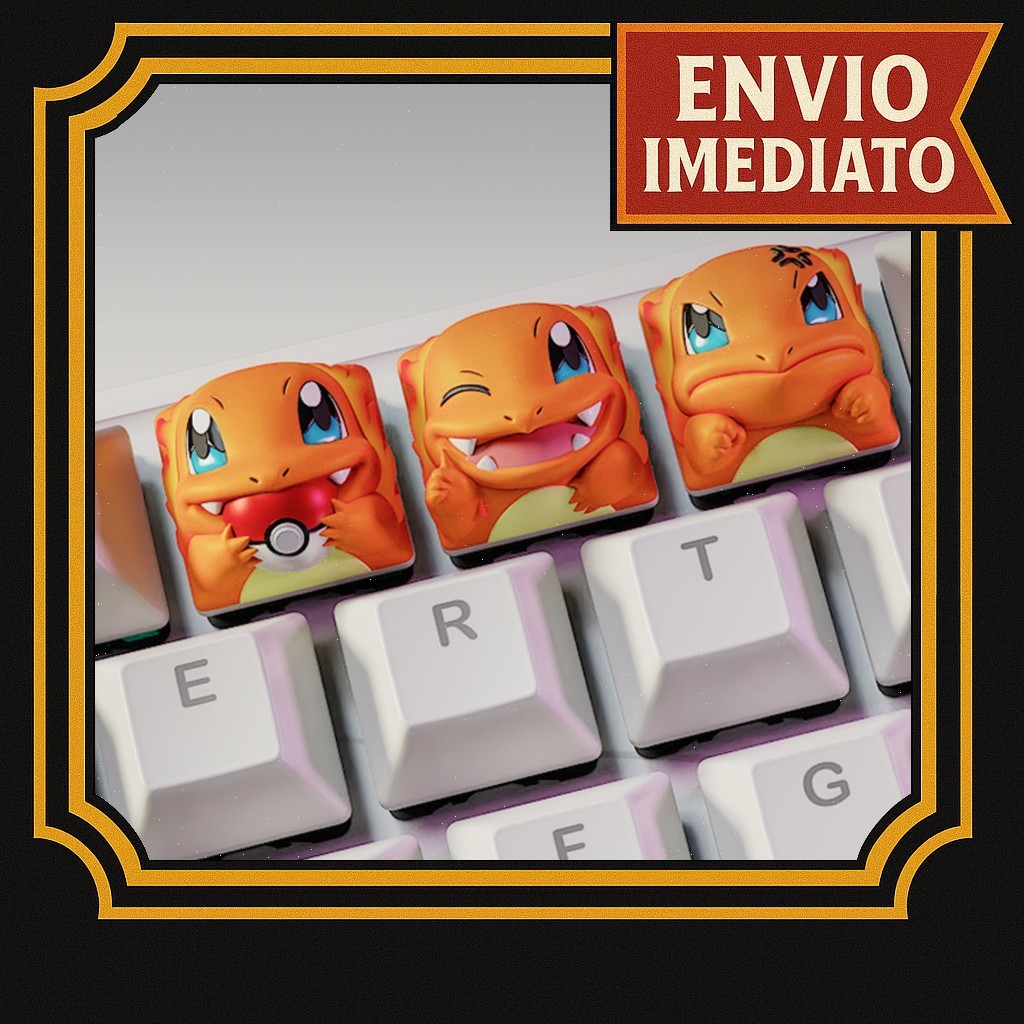 Keycap Charmander Pokemon Tecla de teclado mecânico setup PC personalizado Charmander anime Pokémon