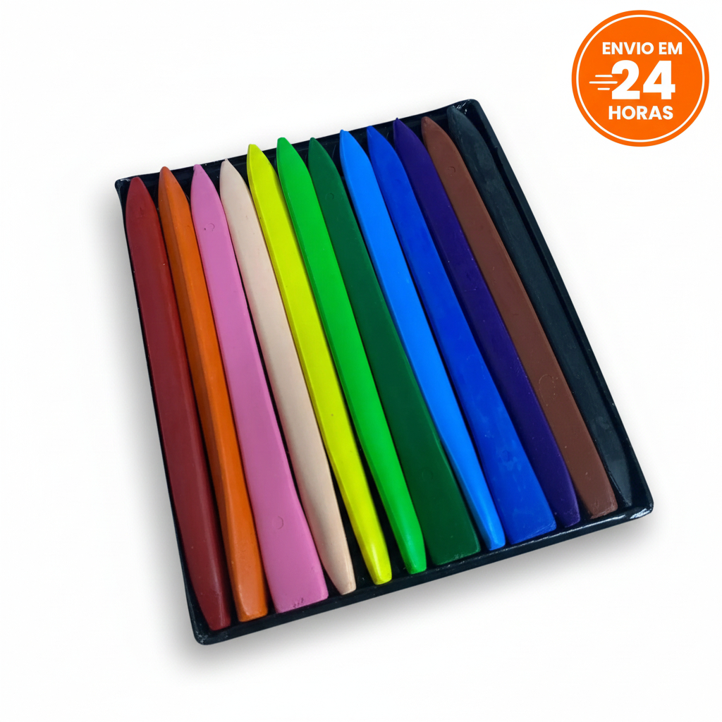 Giz Plástico Triangular Escolar 1/2/3/4 caixas 12 cores – Não Suja as mãos em Oferta na Shopee