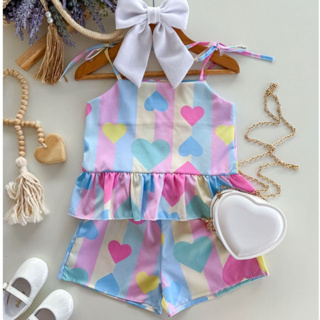 Conjunto Infantil Menina Verão Fresquinho Confortável Colorido Moda Infantil Estilosa 2 a 8 anos em Oferta na Shopee