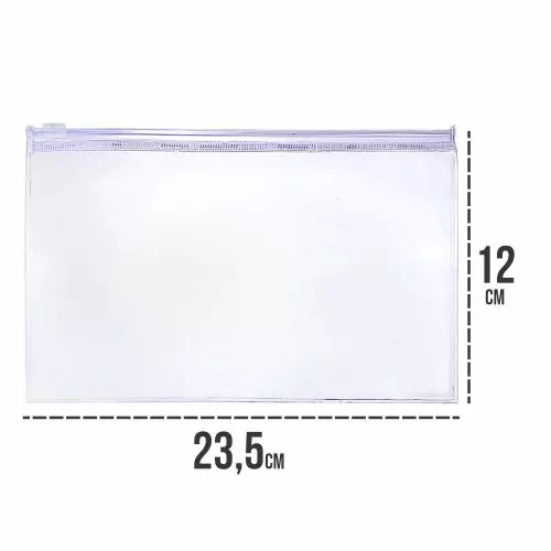 23,5x12 Cm Estojo zip zap transparente e fosco multiuso com 10, 20 ou 50 unidades