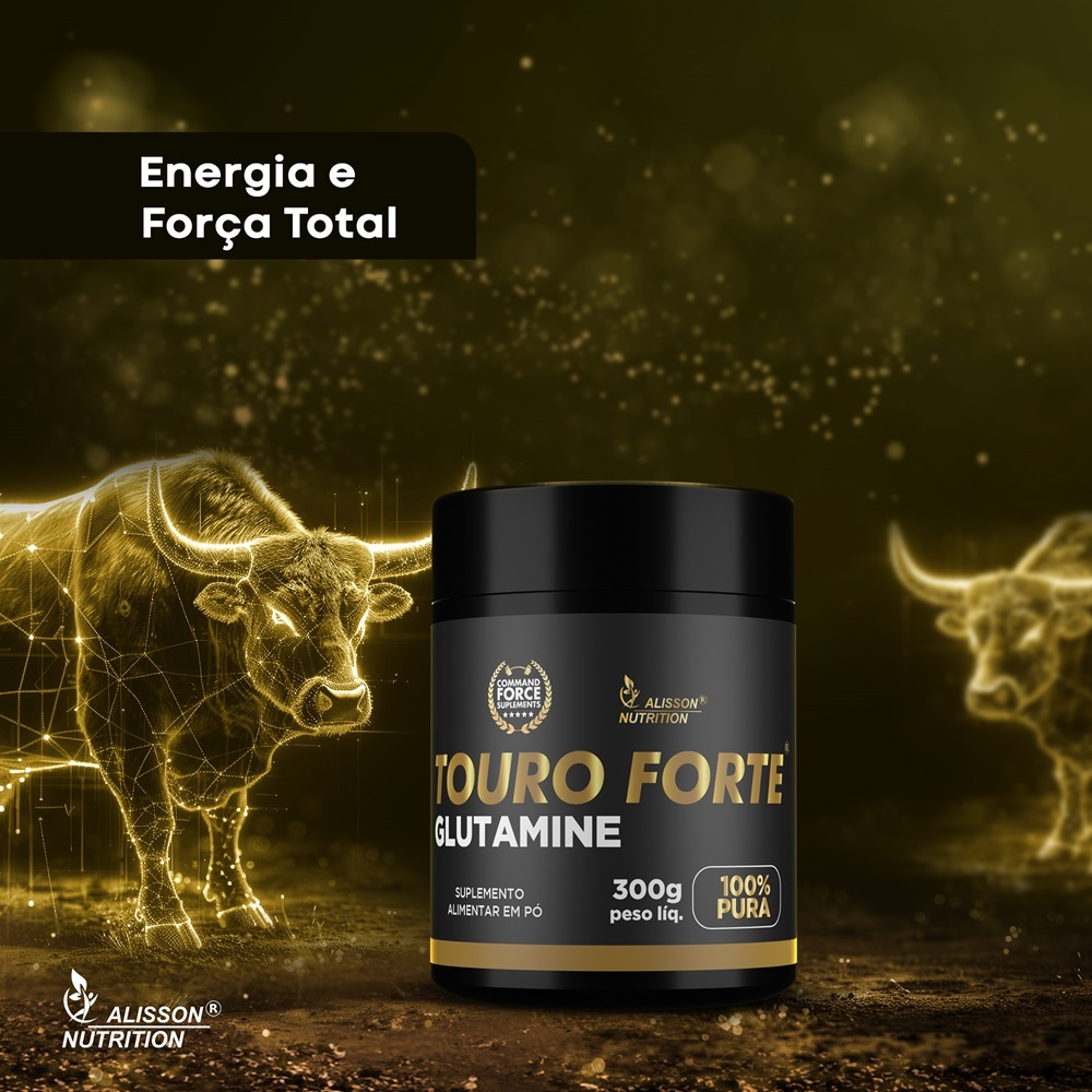Pós Treino Glutamina Touro Forte 100% pura 300g - Ganho de Massa e Reconstrução Muscular