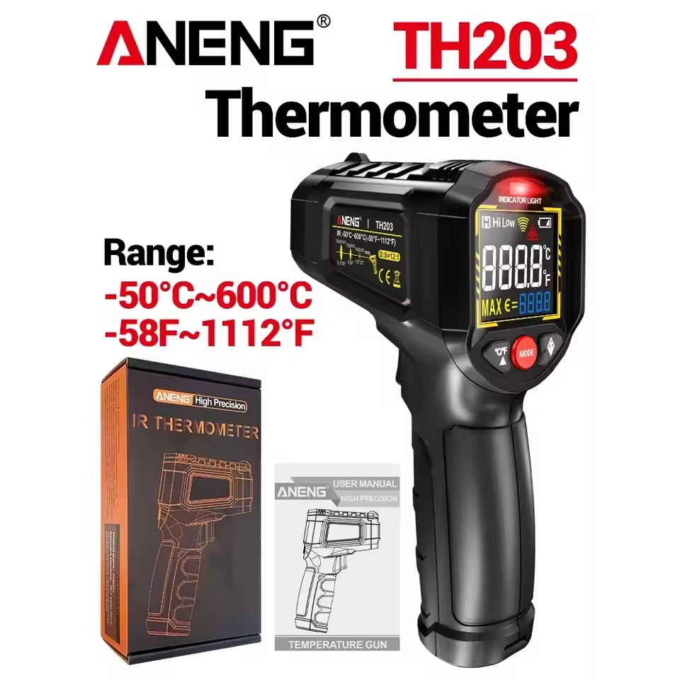 Termômetro infravermelho digital ANENG TH203 -50 ~ 600 ºC Medidor de temperatura em Oferta na Shopee