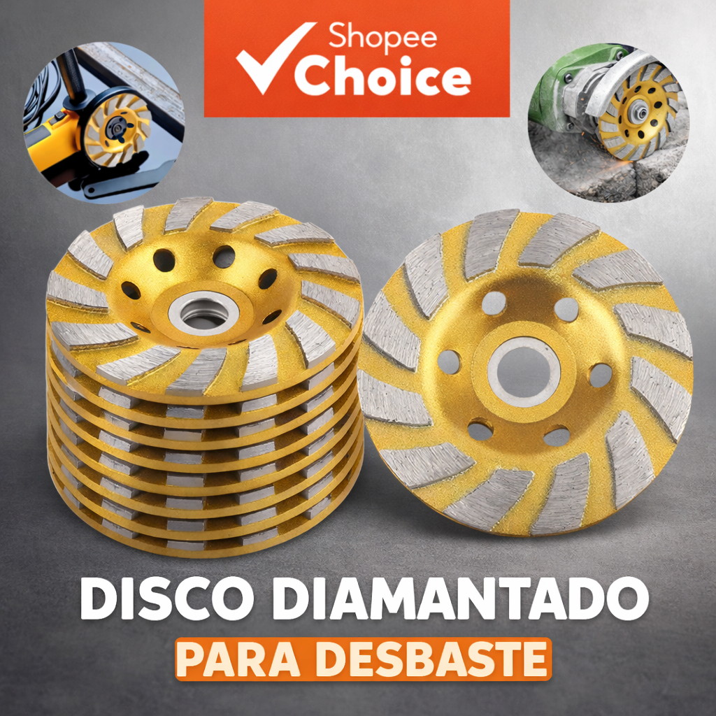 Kit 3/5/10 Pcs Disco Desbaste Esmerilhadeira Concreto  Pedra Marmore Granito 115mm Diamantado Reboco